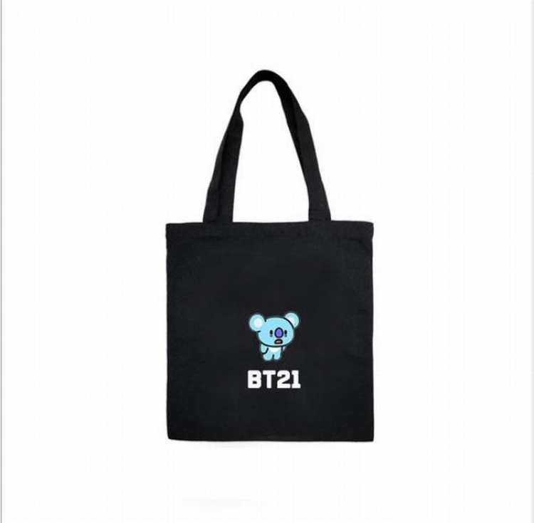 BTS BT21 Black Canvas Shopping bag shoulder bag Satchel 40X12X30CM price for 3 pcs