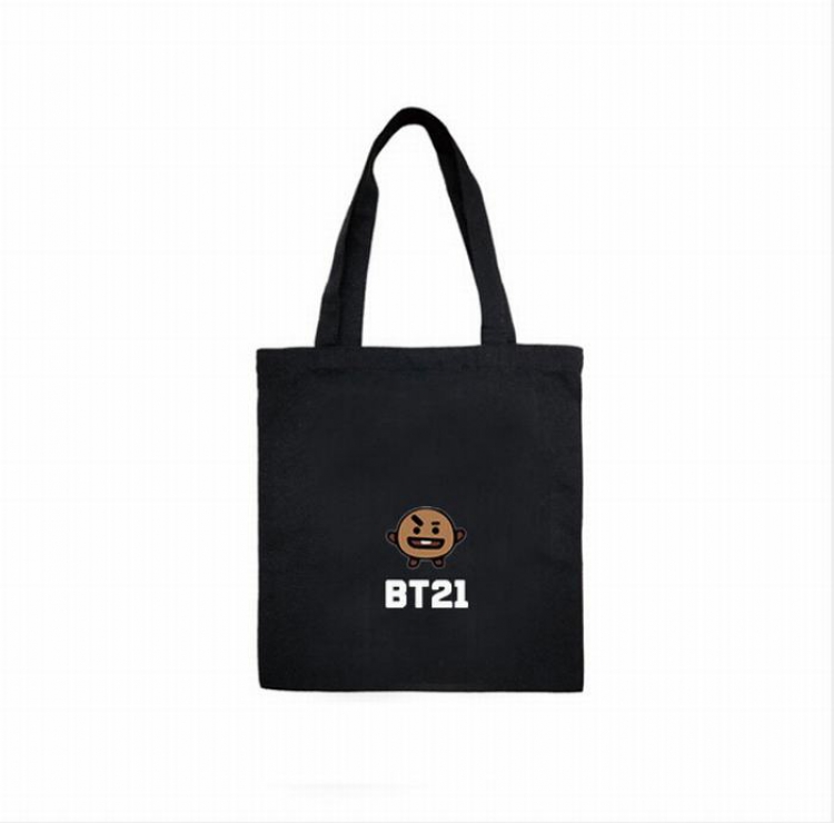 BTS BT21 Black Canvas Shopping bag shoulder bag Satchel 40X12X30CM price for 3 pcs