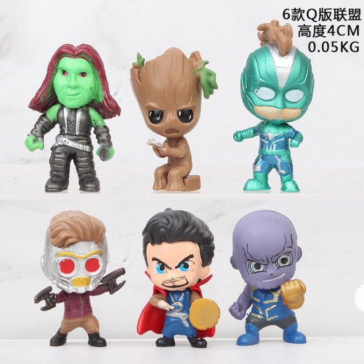 The Avengers a set of 6 Bagged Figure Decoration model 0.05KG 4CM