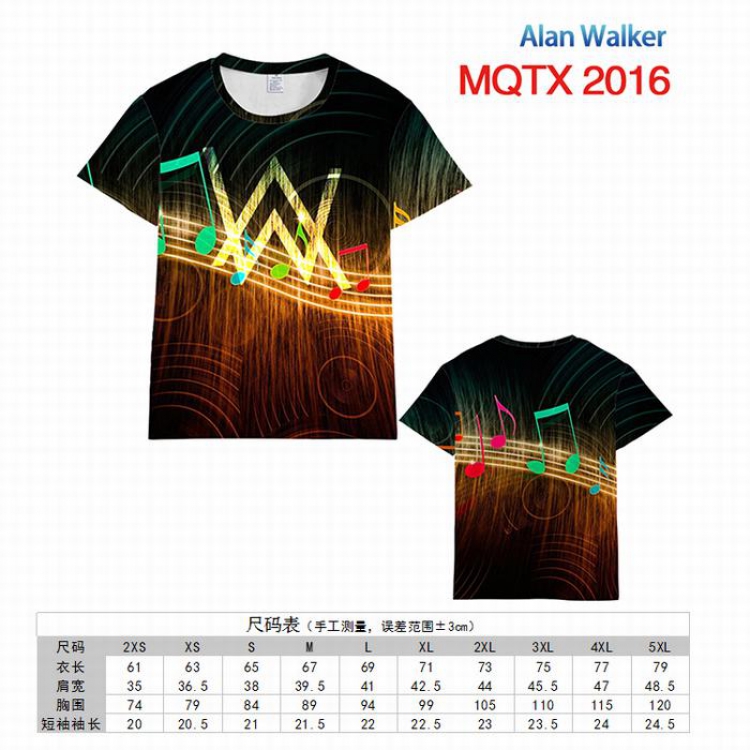 Alan Walker Full color printed short sleeve t-shirt 10 sizes from XXS to 5XL MQTX-2016