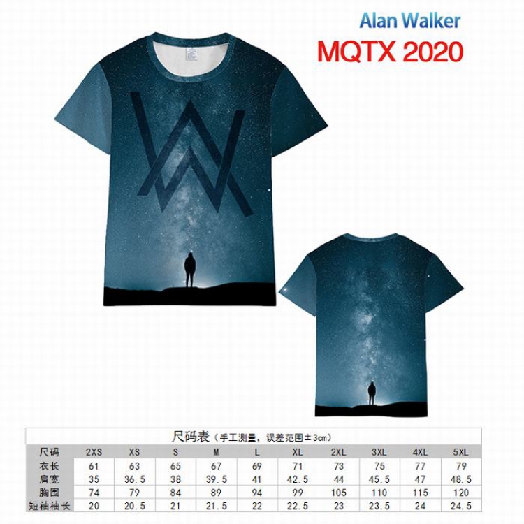 Alan Walker Full color printed short sleeve t-shirt 10 sizes from XXS to 5XL MQTX-2020