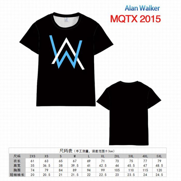 Alan Walker Full color printed short sleeve t-shirt 10 sizes from XXS to 5XL MQTX-2015