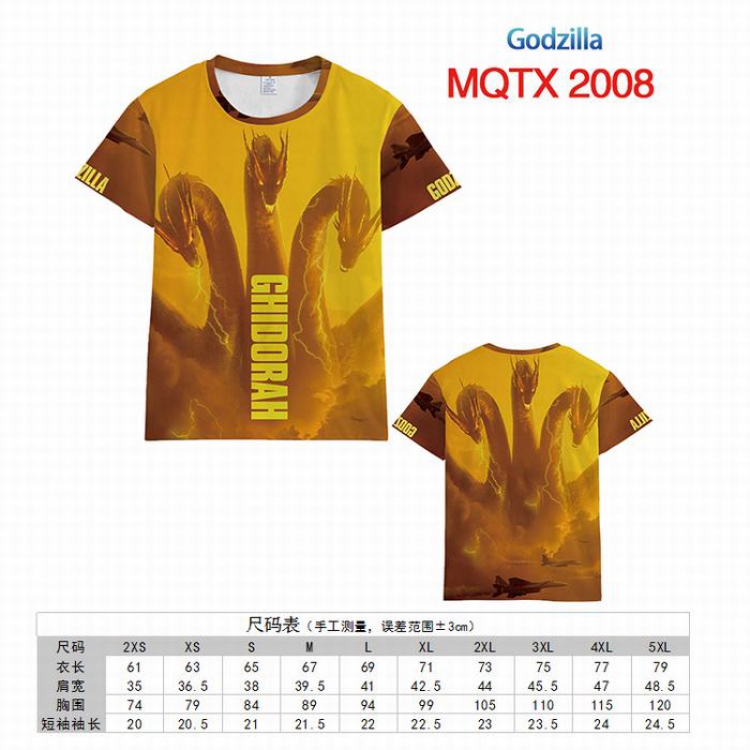 Godzilla Full color printed short sleeve t-shirt 10 sizes from XXS to 5XL MQTX-2008
