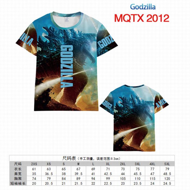 Godzilla Full color printed short sleeve t-shirt 10 sizes from XXS to 5XL MQTX-2012