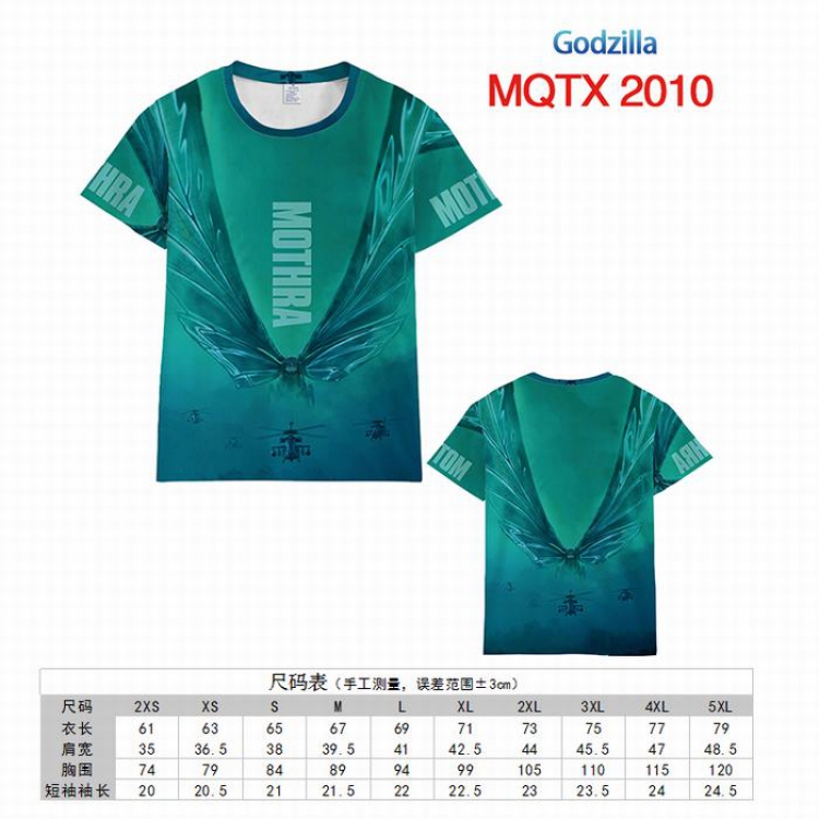 Godzilla Full color printed short sleeve t-shirt 10 sizes from XXS to 5XL MQTX-2010