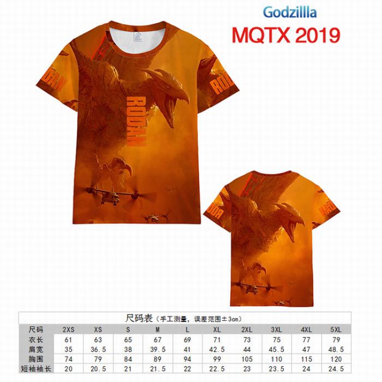 Godzilla Full color printed short sleeve t-shirt 10 sizes from XXS to 5XL MQTX-2019