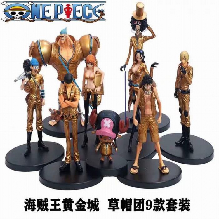 One Piece a set of 9 Gold coat Bagged Figure Decoration 5-17CM