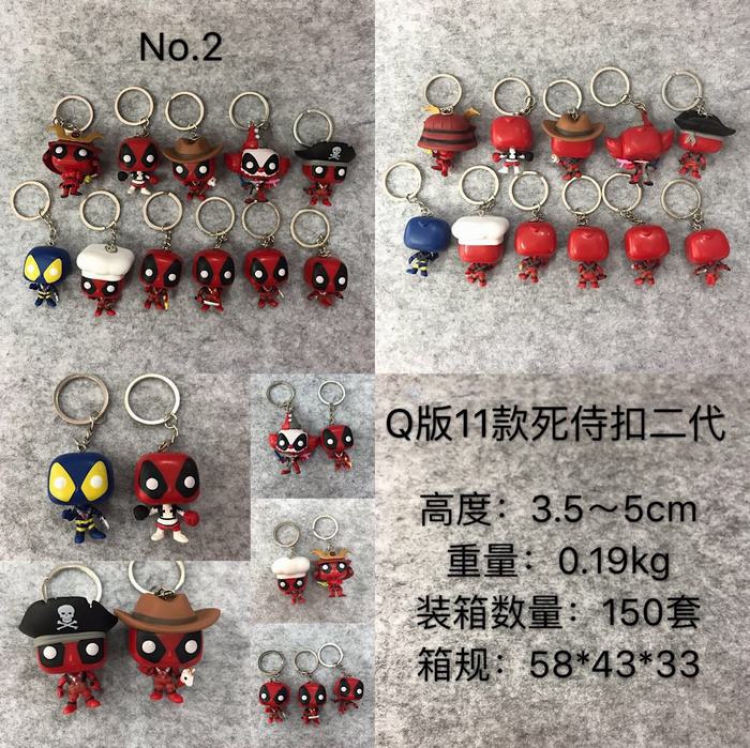 Deadpool a set of 11 models Doll Keychain pendant 3.5-5CM Style B