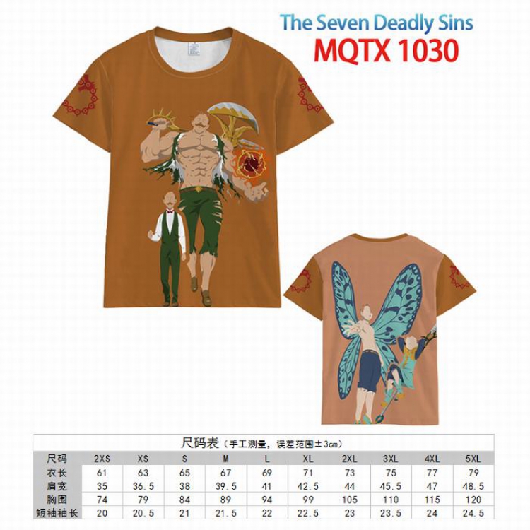 The Seven Deadly Sins Full color printed short sleeve t-shirt 10 sizes from XXS to 5XL MQTX-1030