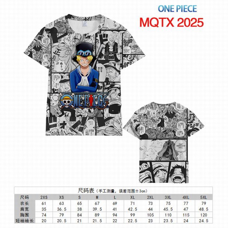 One Piece Full color printed short sleeve t-shirt 10 sizes from XXS to 5XL MQTX-2025