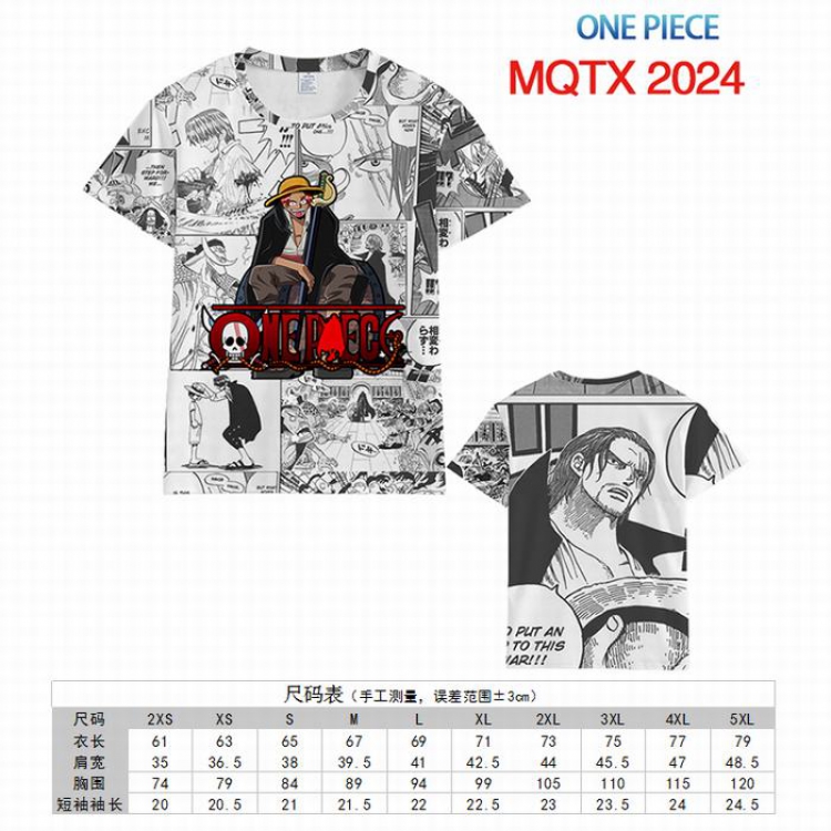 One Piece Full color printed short sleeve t-shirt 10 sizes from XXS to 5XL MQTX-2024