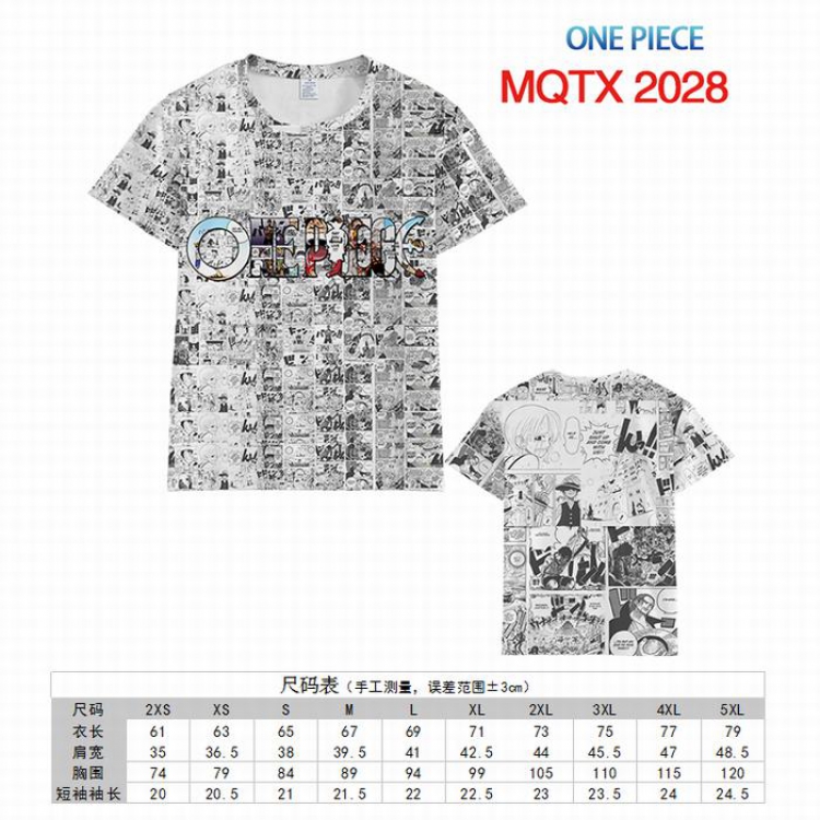 One Piece Full color printed short sleeve t-shirt 10 sizes from XXS to 5XL MQTX-2028