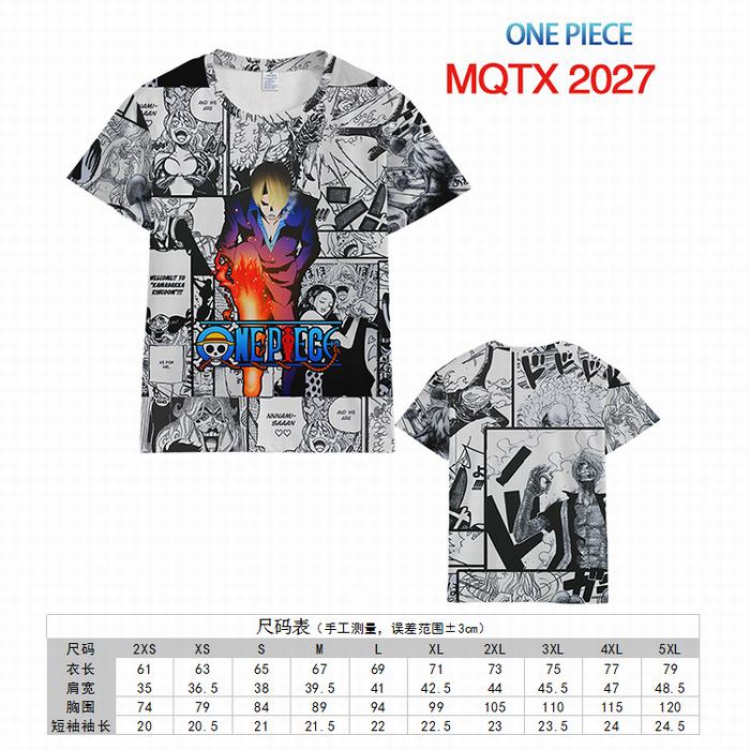 One Piece Full color printed short sleeve t-shirt 10 sizes from XXS to 5XL MQTX-2027