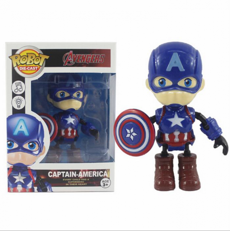 The avengers allianc Q version Captain America Luminous Voice Alloy Boxed Figure Decoration 7X11X15CM price for 3 pcs