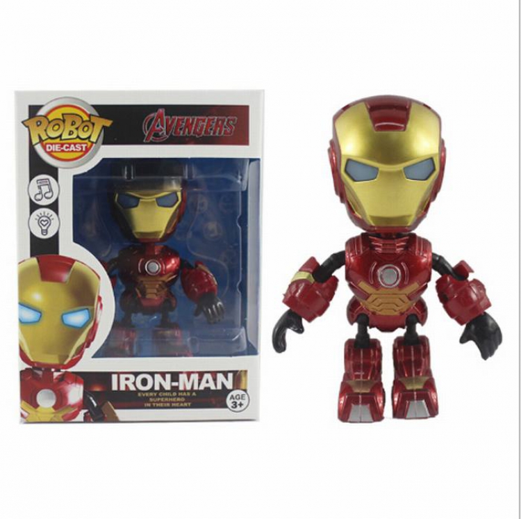 The avengers allianc Q version Iron Man Luminous Voice Alloy Boxed Figure Decoration 7X11X15CM price for 3 pcs
