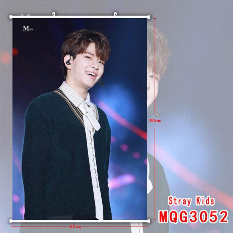 Stray Kids White Plastic rod Cloth painting Wall Scroll 40X60CM MQG3052