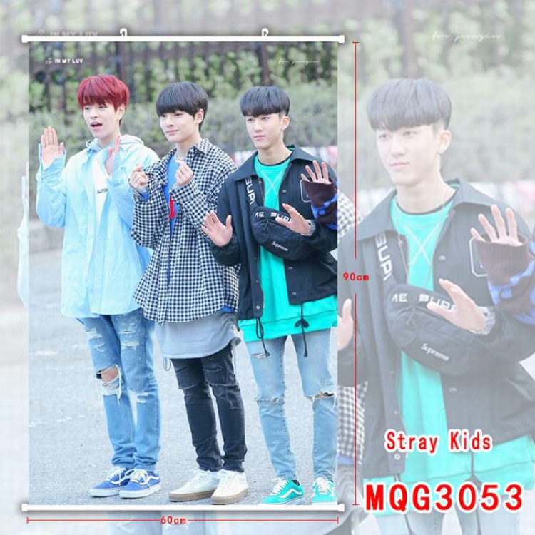 Stray Kids White Plastic rod Cloth painting Wall Scroll 40X60CM MQG3053