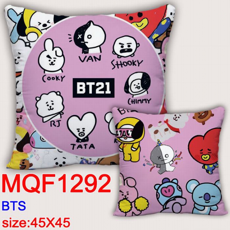 BTS BT21 Double-sided full color Pillow Cushion 45X45CM MQF 1292