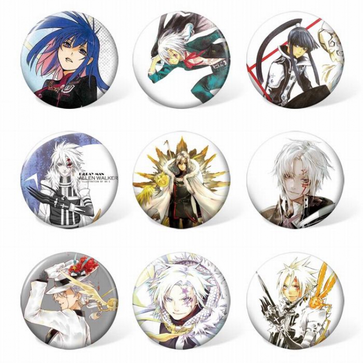 D.Gray-man a set of 9 Round cloth badge brooch 58MM Style B
