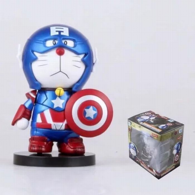Doraemon COS Captain America Boxed Figure Decoration 10CM