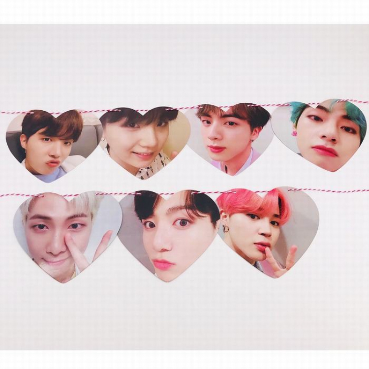 BTS Decorative paintings photo card A set of 7 + cotton thread rope 11X14CM 40G price for 5 sets 