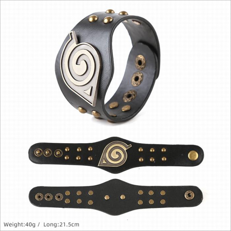 Naruto Punk Leather bracelet hand strap 21.5CM