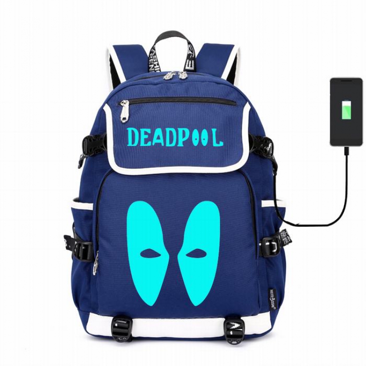 Deadpool Canvas backpack Data cable can be charged Noctilucent Bag Style F