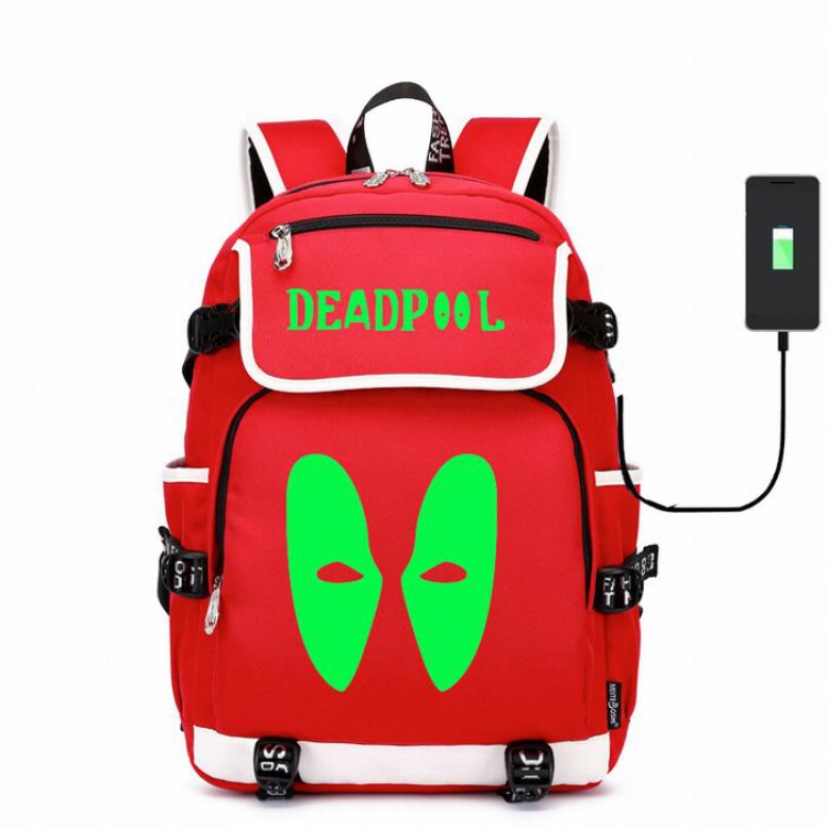 Deadpool Canvas backpack Data cable can be charged Noctilucent Bag Style C