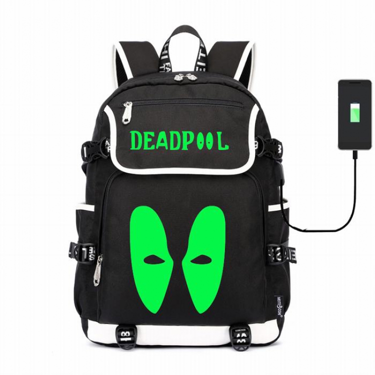 Deadpool  Canvas backpack Data cable can be charged Noctilucent Bag Style A