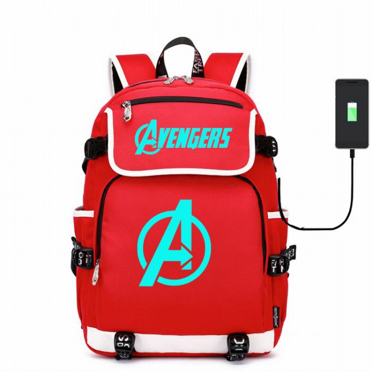The avengers allianc  Canvas backpack Data cable can be charged Noctilucent Bag Style F