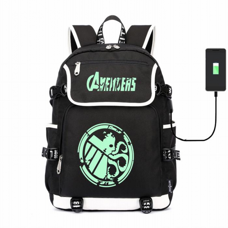 The avengers allianc Canvas backpack Data cable can be charged Noctilucent Bag Style A
