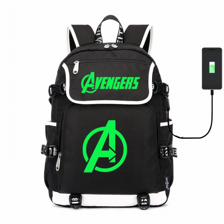 The avengers allianc  Canvas backpack Data cable can be charged Noctilucent Bag Style B
