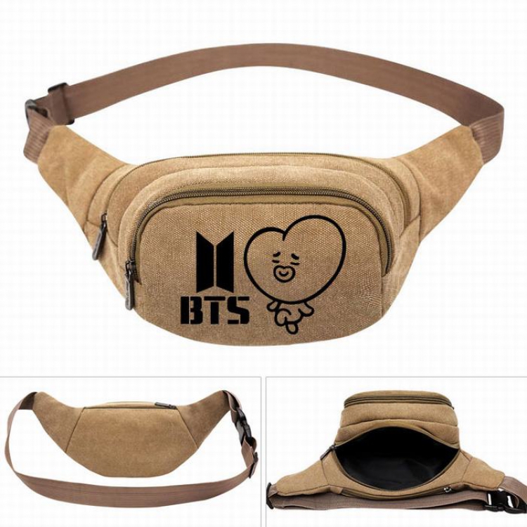 BTS BT21 Leisure outdoor sports Canvas purse pocket  chest bag 27X5X14CM