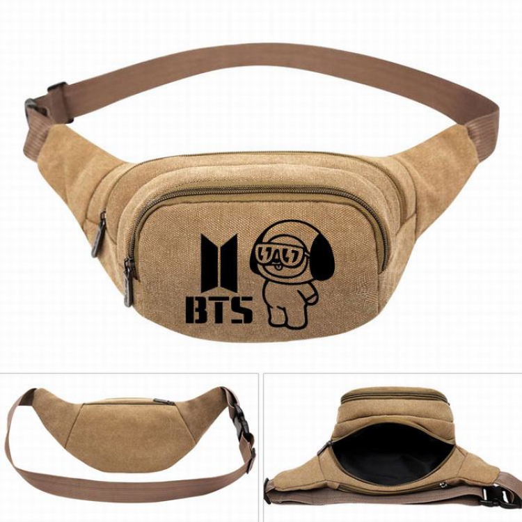 BTS BT21 Leisure outdoor sports Canvas purse pocket  chest bag 27X5X14CM