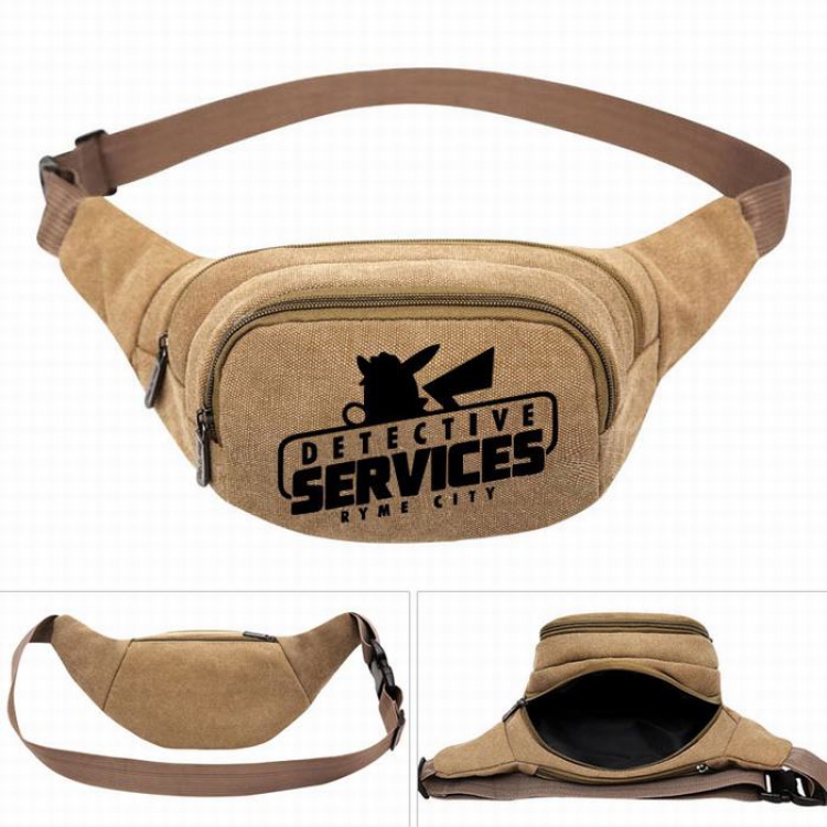 Detective Pikachu Leisure outdoor sports Canvas purse pocket  chest bag 27X5X14CM