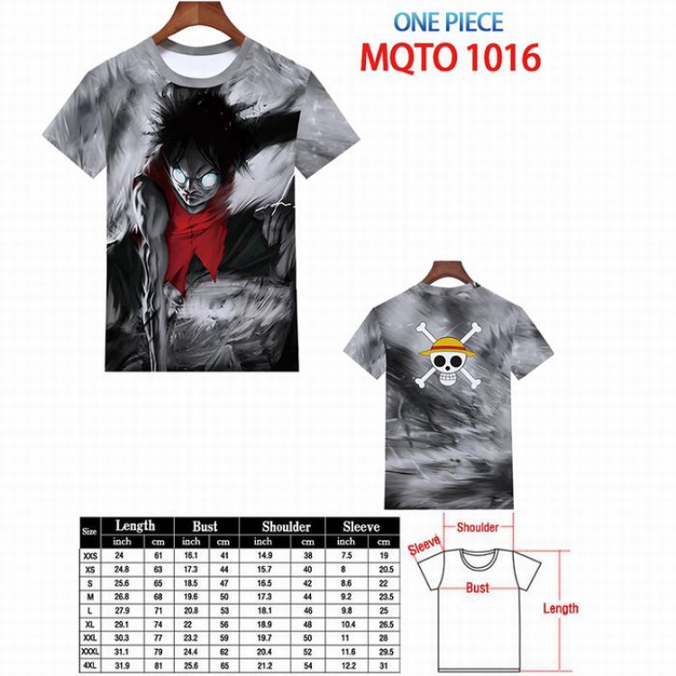 One Piece Full color printed short sleeve t-shirt 9 sizes from XXS to 4XL MQTO-1016