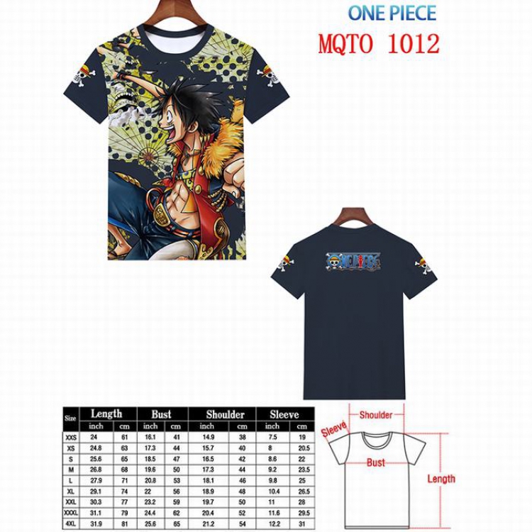 One Piece Full color printed short sleeve t-shirt 9 sizes from XXS to 4XL MQTO-1012
