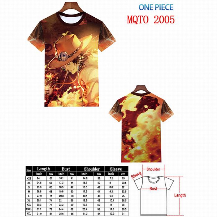 One Piece Full color printed short sleeve t-shirt 9 sizes from XXS to 4XL MQTO-2005