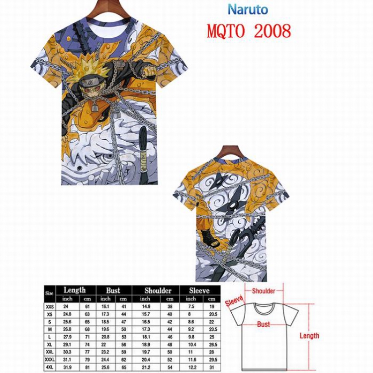 Naruto Full color printed short sleeve t-shirt 9 sizes from XXS to 4XL MQTO-2008