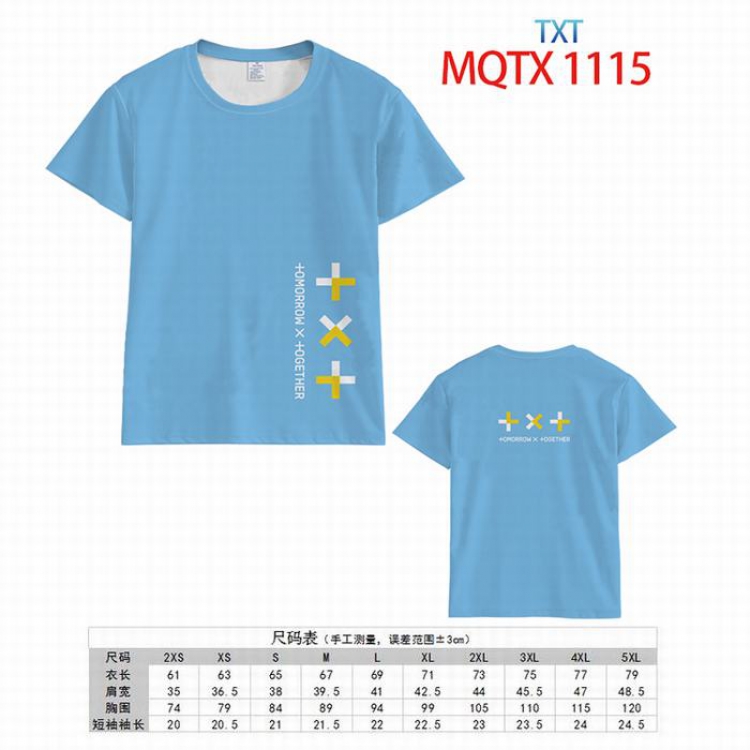 TXT Full color printed short sleeve t-shirt 10 sizes from XXS to 5XL MQTX-1115