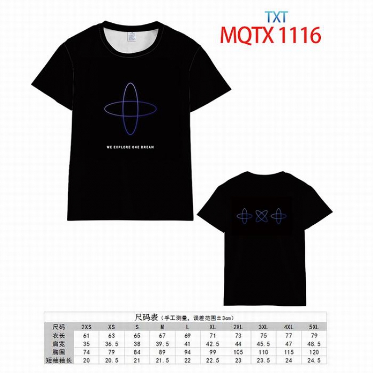 TXT Full color printed short sleeve t-shirt 10 sizes from XXS to 5XL MQTX-1116