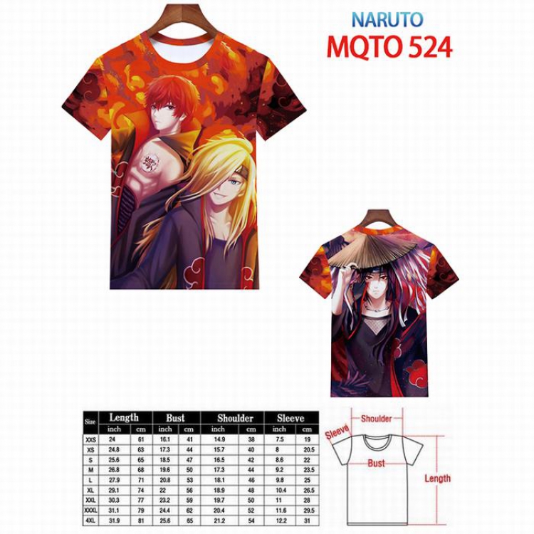 Naruto Full color printed short sleeve t-shirt 9 sizes from XXS to 4XL MQTO-524
