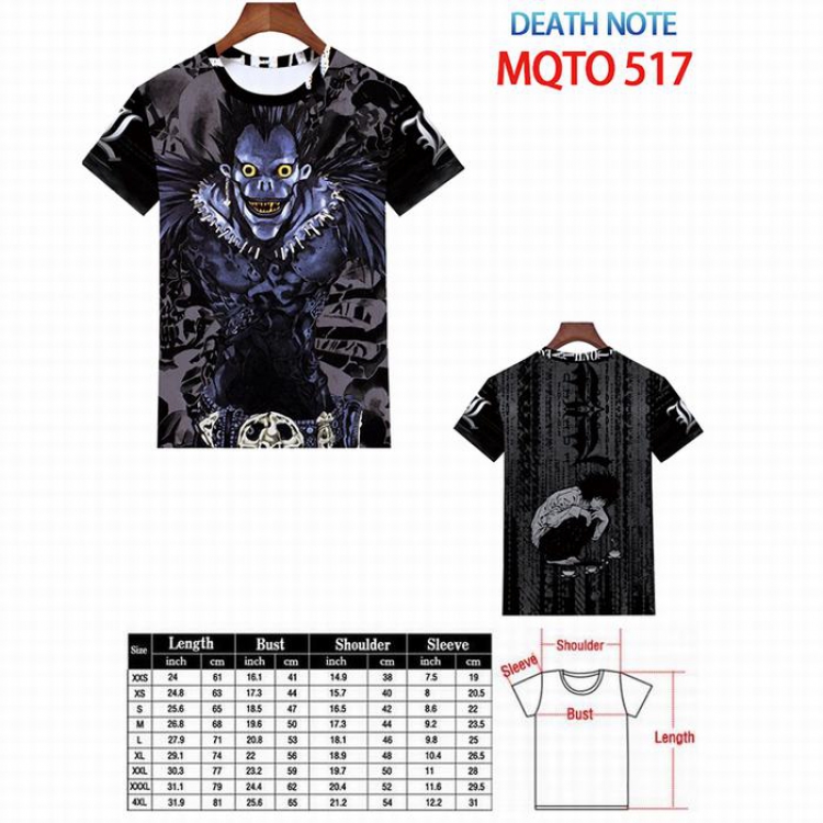 Death note Full color printed short sleeve t-shirt 9 sizes from XXS to 4XL MQTO-517
