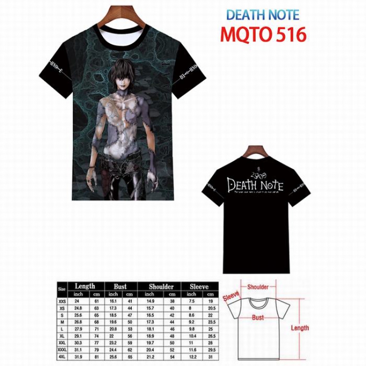 Death note Full color printed short sleeve t-shirt 9 sizes from XXS to 4XL MQTO-516