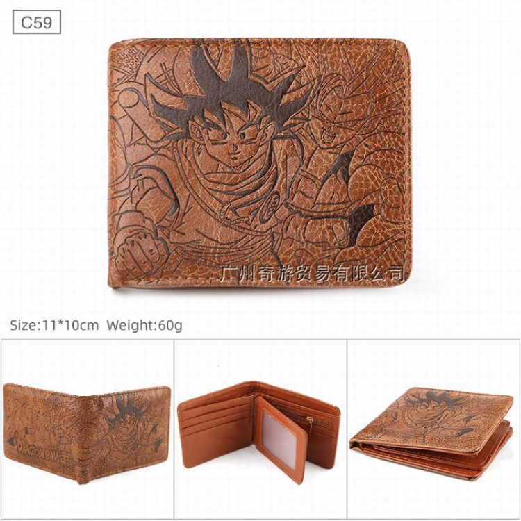 DRAGON BALL Folded Embossed Short Leather Wallet Purse 11X10CM