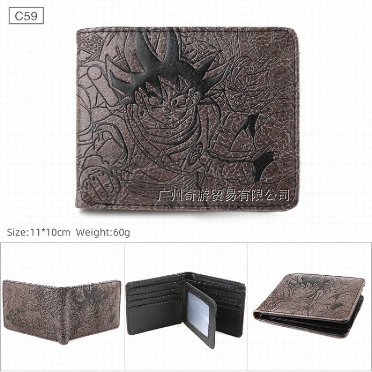 DRAGON BALL Folded Embossed Short Leather Wallet Purse 11X10CM