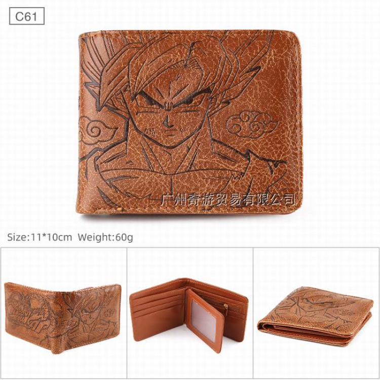 DRAGON BALL Folded Embossed Short Leather Wallet Purse 11X10CM