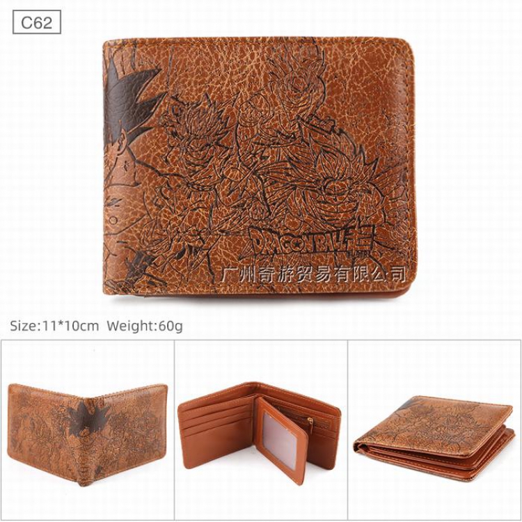 DRAGON BALL Folded Embossed Short Leather Wallet Purse 11X10CM