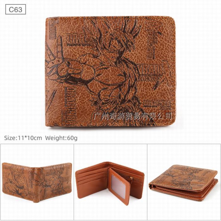 DRAGON BALL Folded Embossed Short Leather Wallet Purse 11X10CM