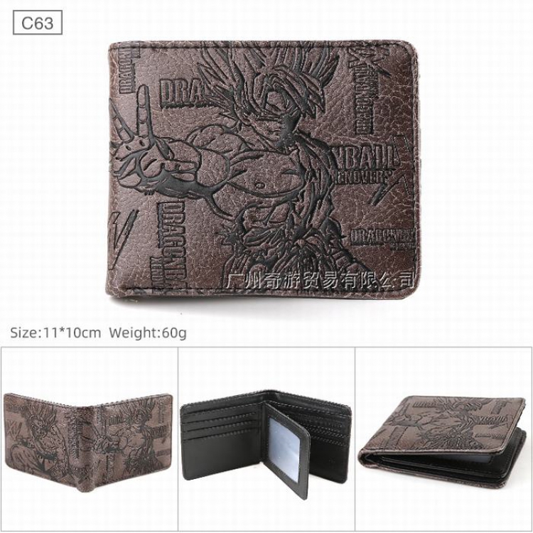 DRAGON BALL Folded Embossed Short Leather Wallet Purse 11X10CM